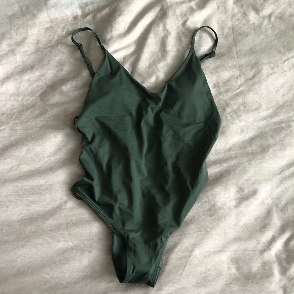 aerie American Eagle Forest Green One-Piece Swimsuit